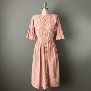 Vintage 40s Seersucker red and white stripe dress